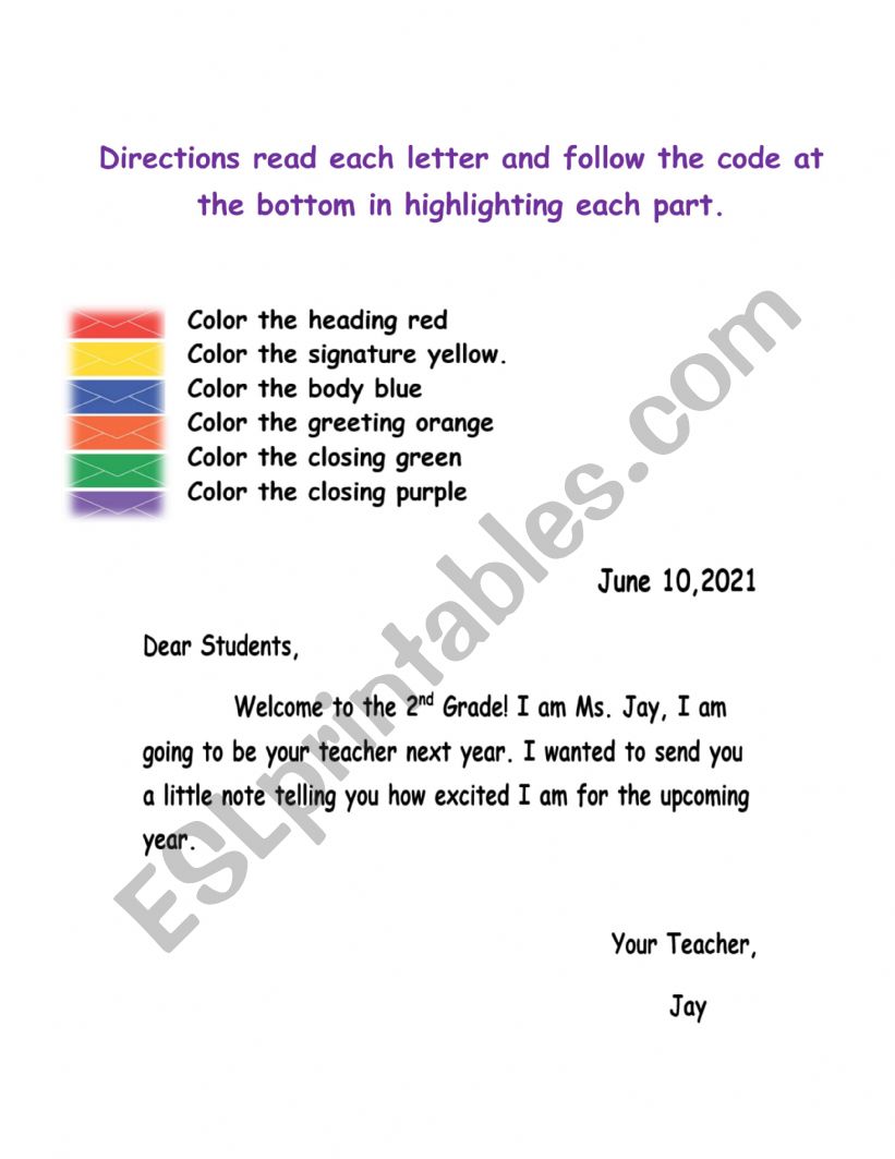 Grade 1 Letter writing Elements
