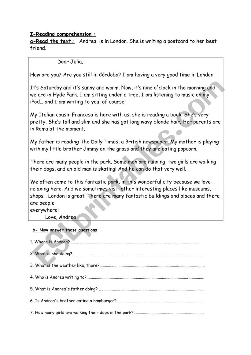 writing a postcard worksheet