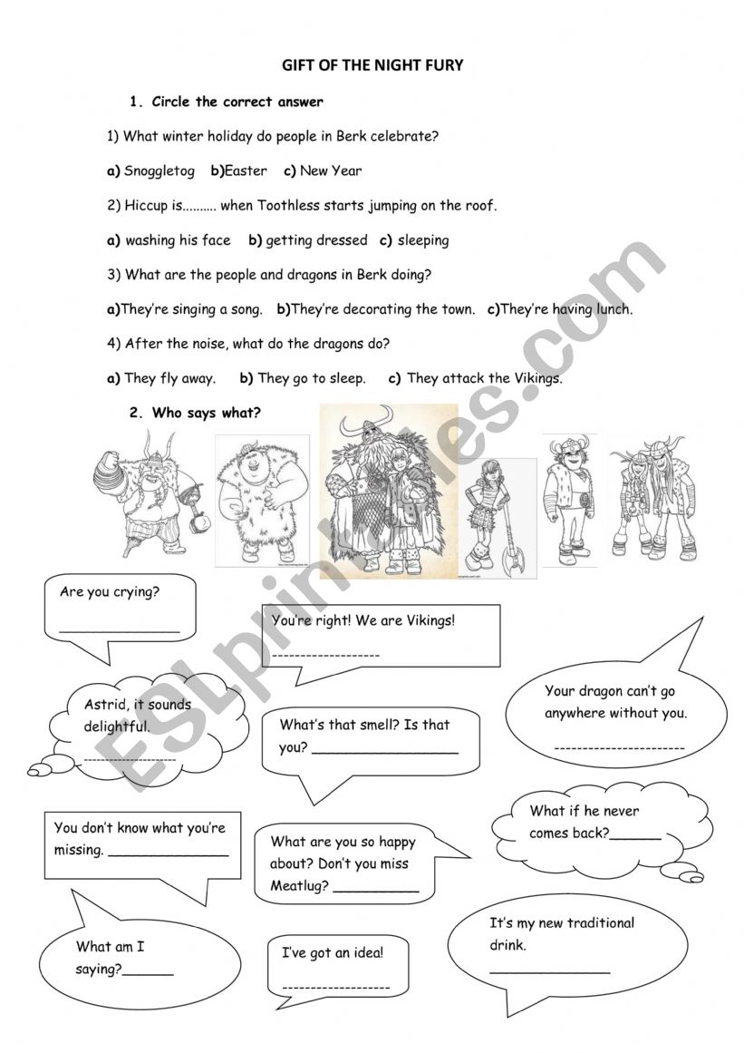 Gift of the night fury worksheet