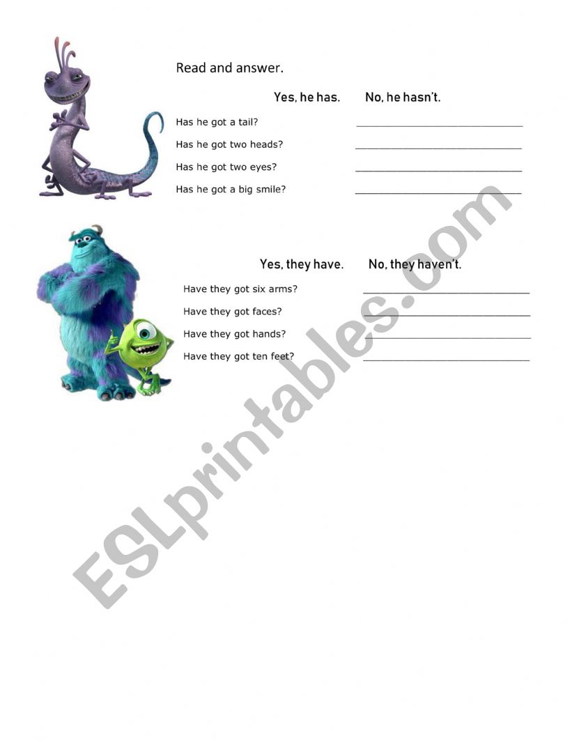 Body description worksheet