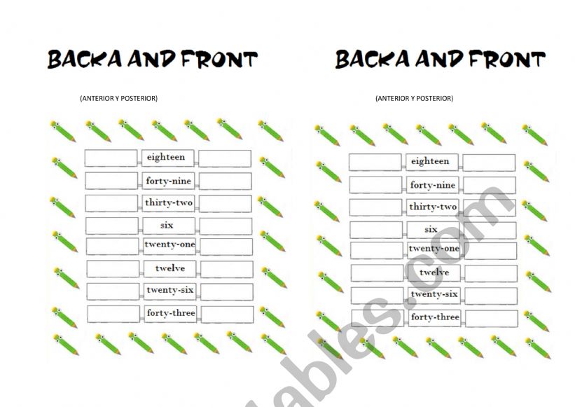 Back And Front ESL Worksheet By Jorgeadrian