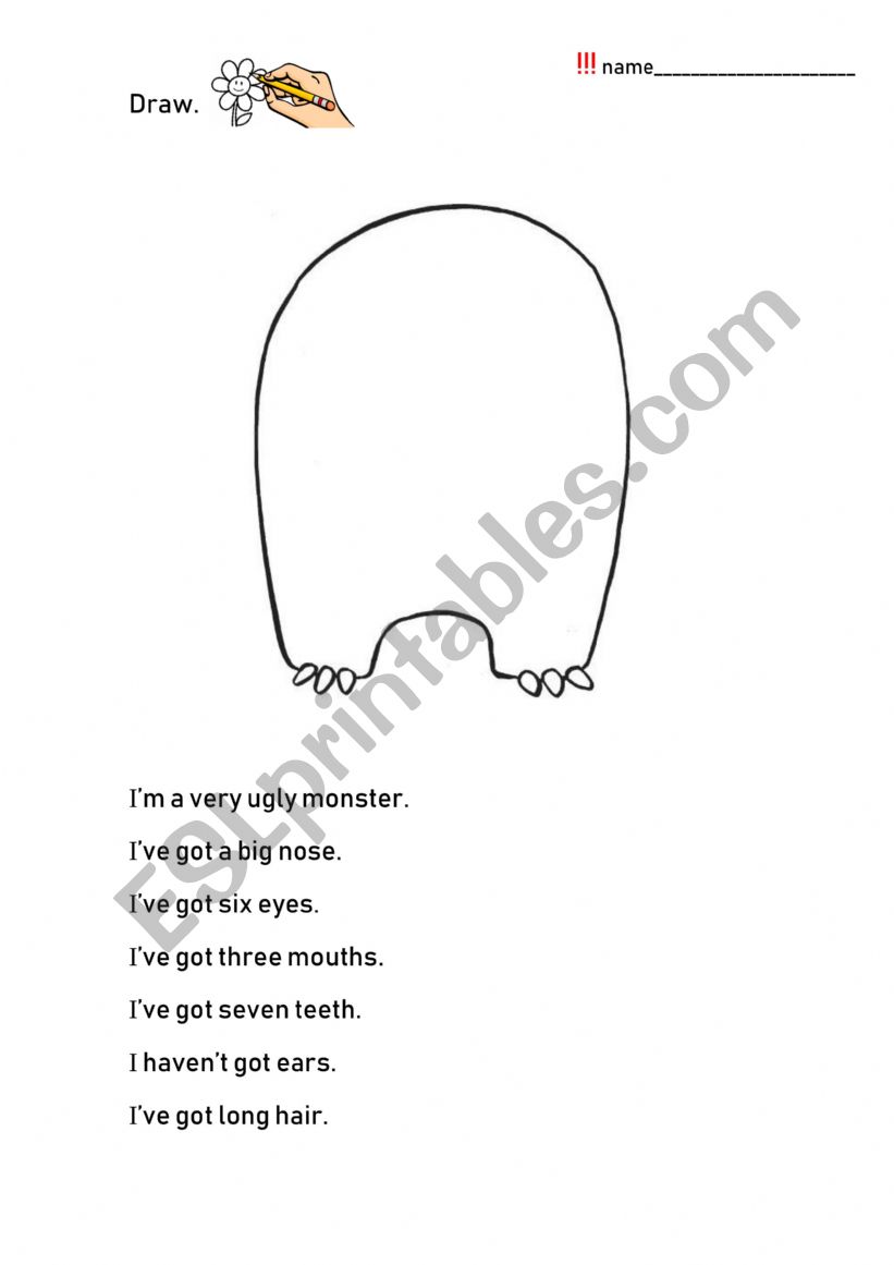 Read and draw a monster worksheet