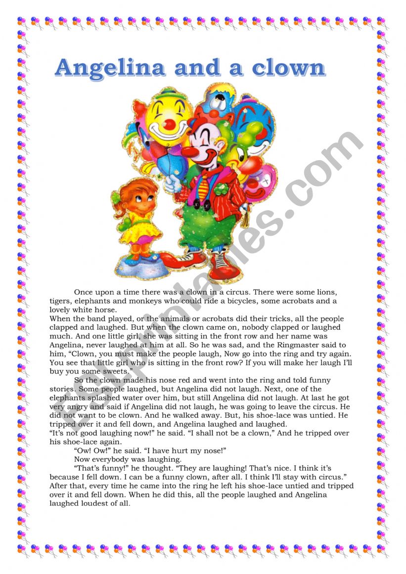 angelina-and-a-clown worksheet