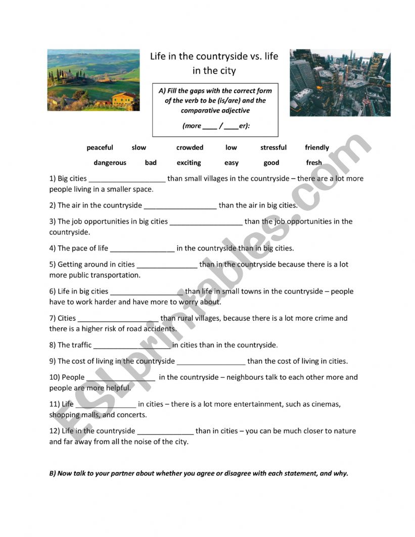 the city and the country worksheet