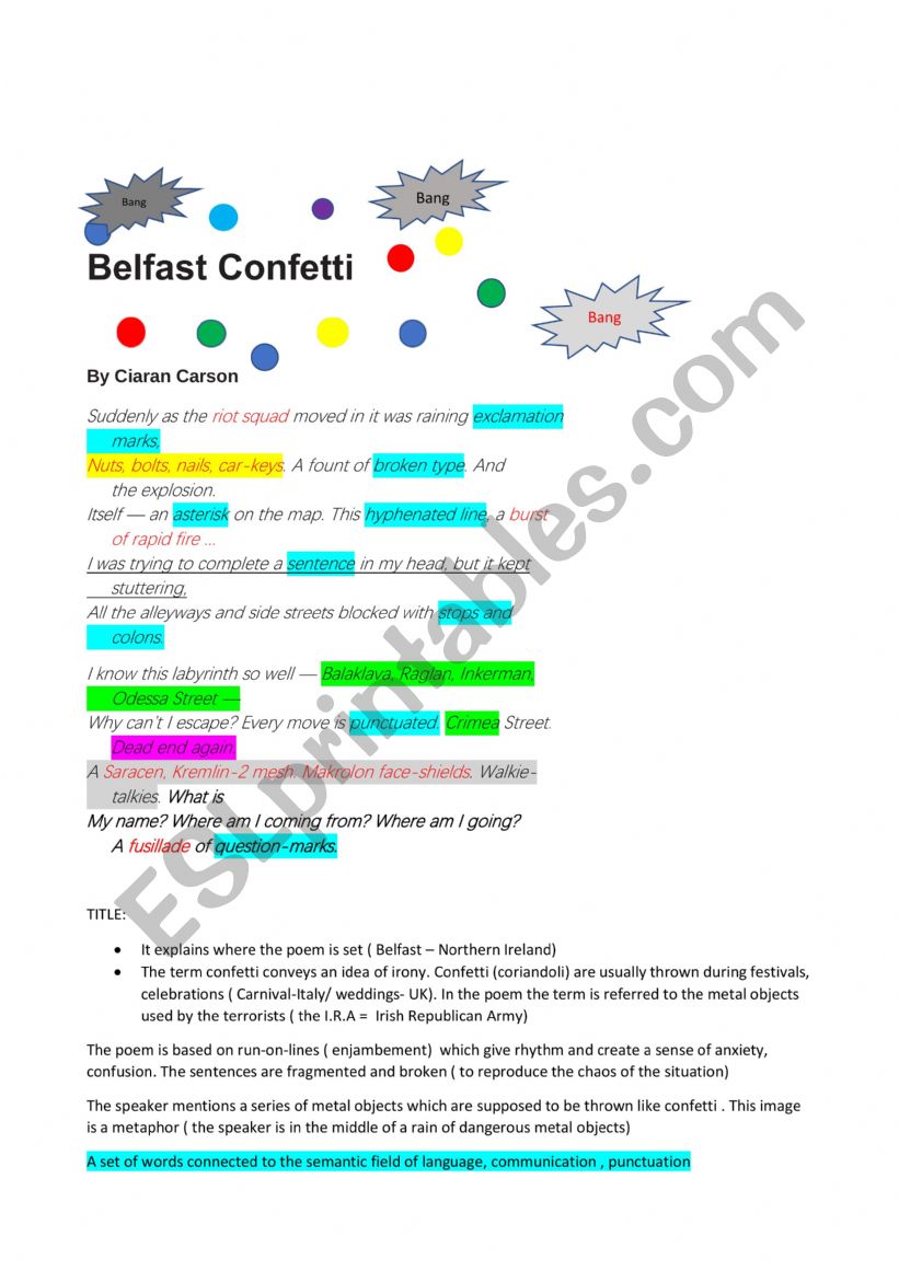 Belfast Confetti: poem analysis