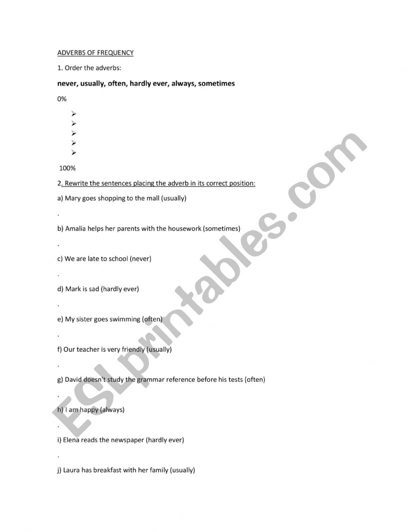 adverbs of frequency worksheet