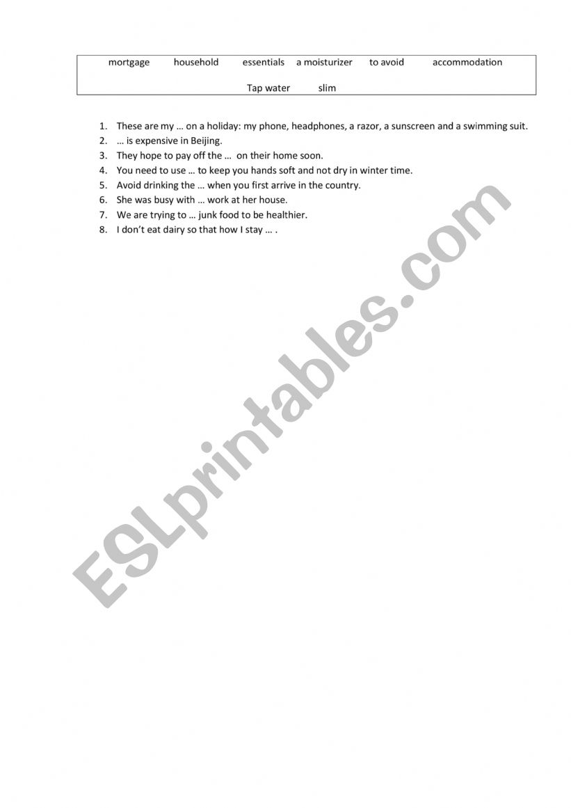 vocabulary exercise  worksheet