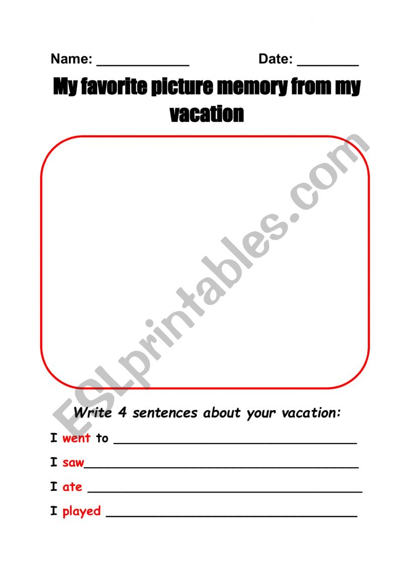 My Vacation Review worksheet