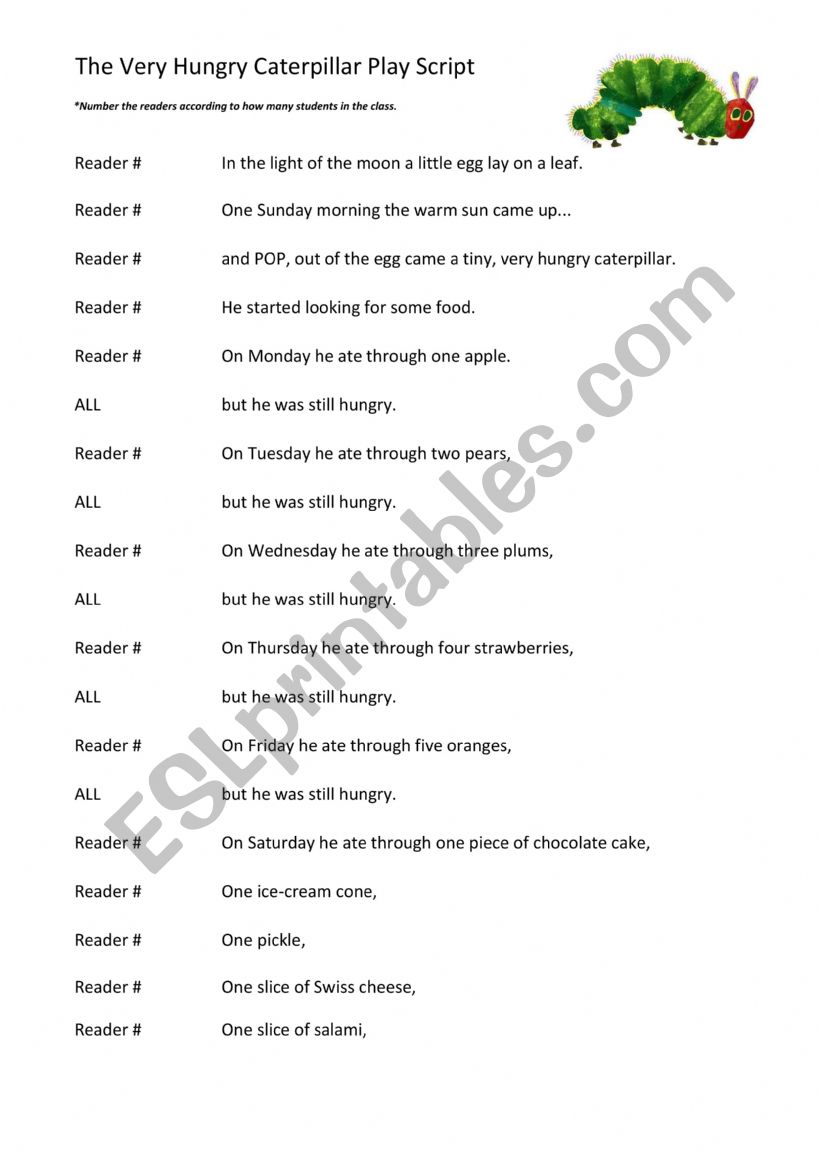 Hungry Caterpillar Play Script