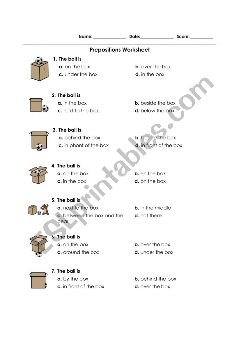 PREPOSUTUINS WORKSHEET worksheet