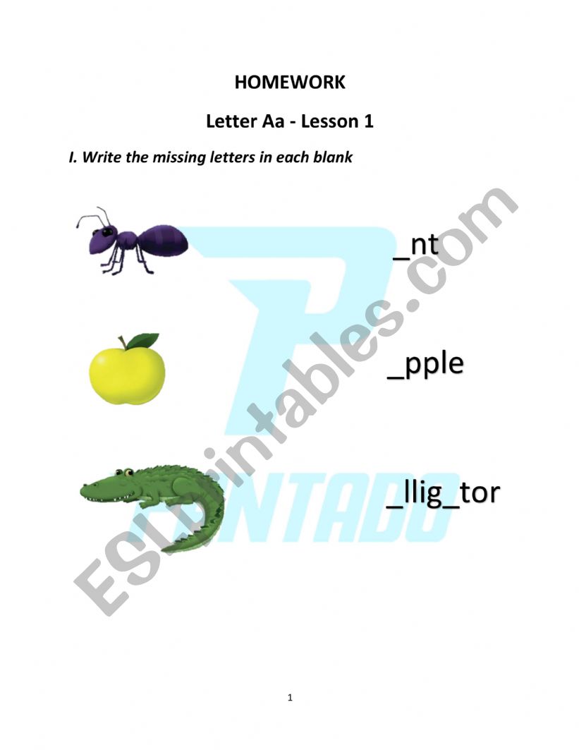 Letter A worksheet