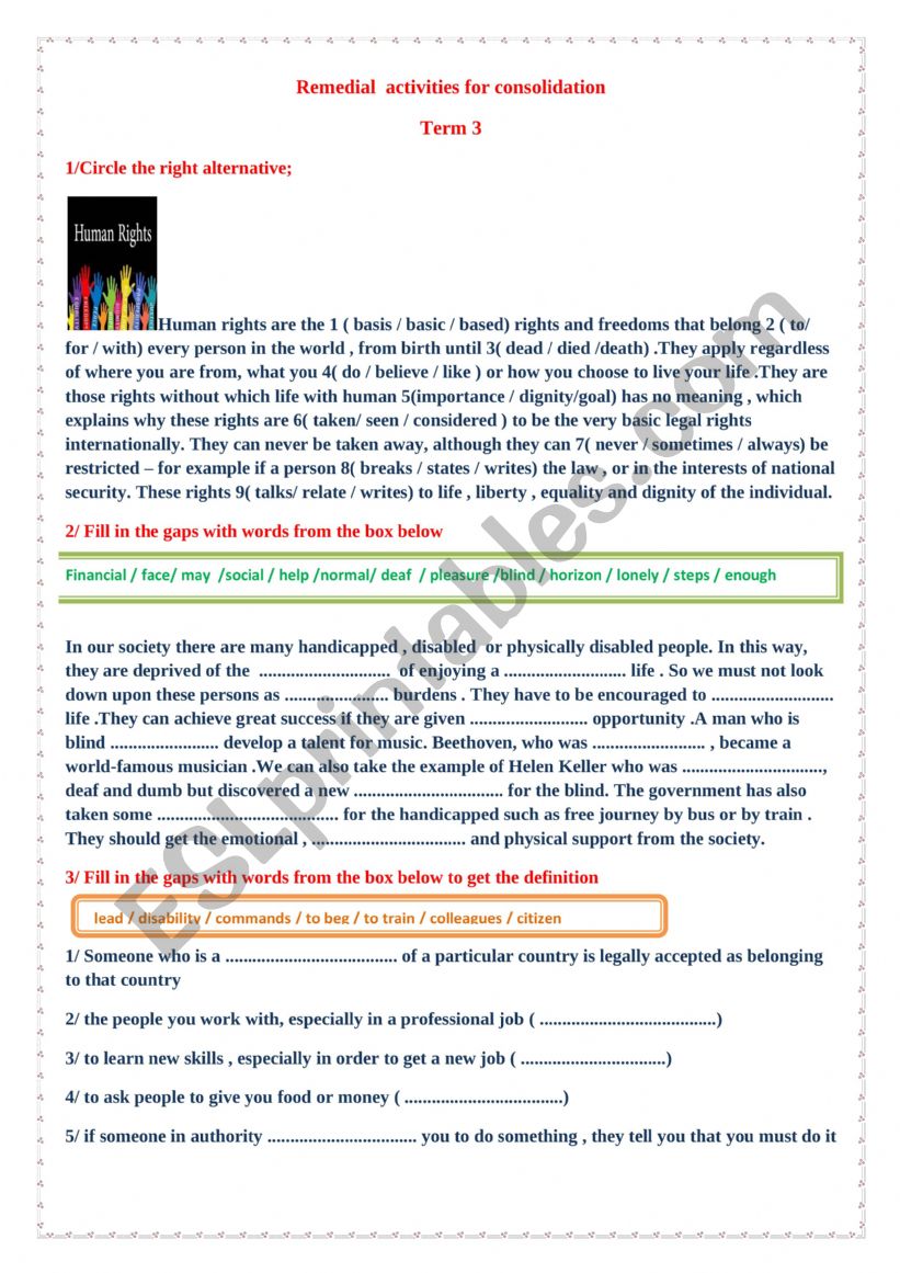 remedial activities mid term 3 1st form