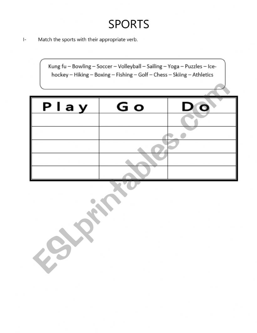 Sports verbs - ESL worksheet by andrea1995va