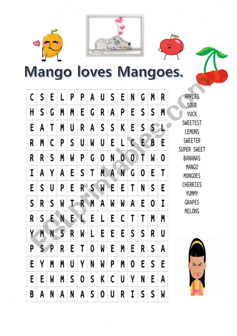 Mango loves mangoes word search 
