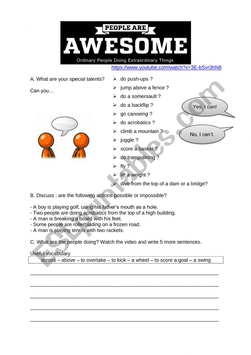 People are awesome!  worksheet