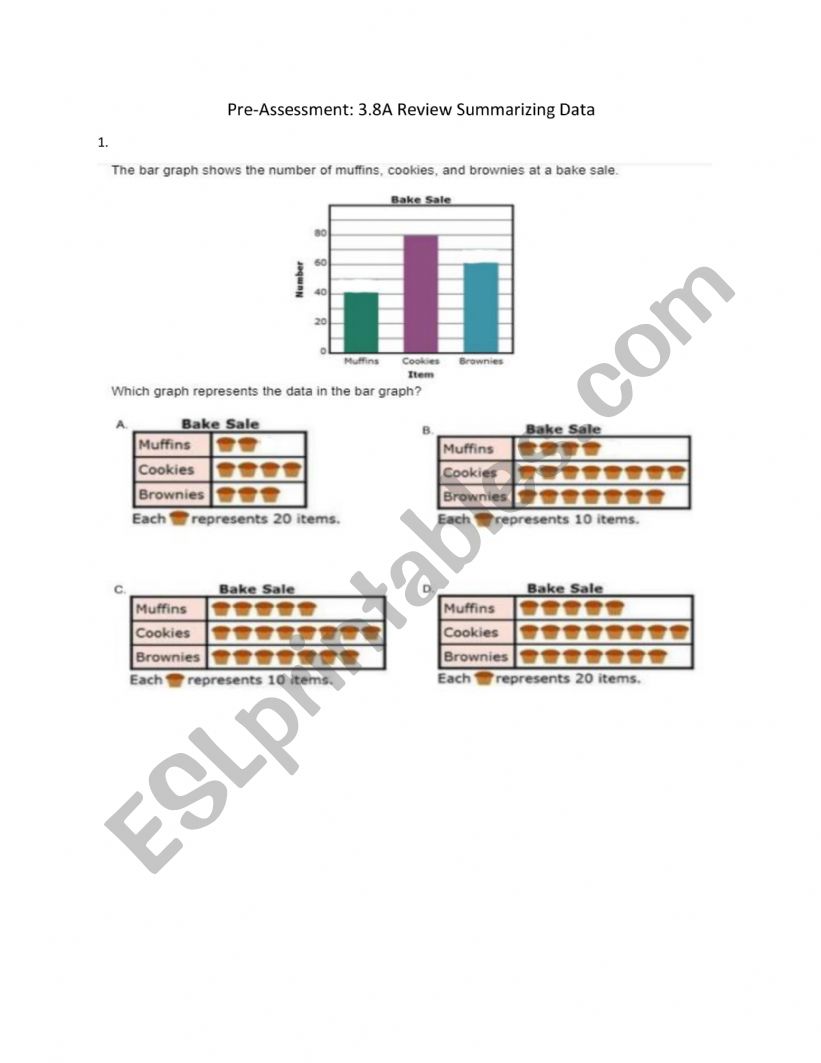 3.8A Review Summarizing Data  worksheet