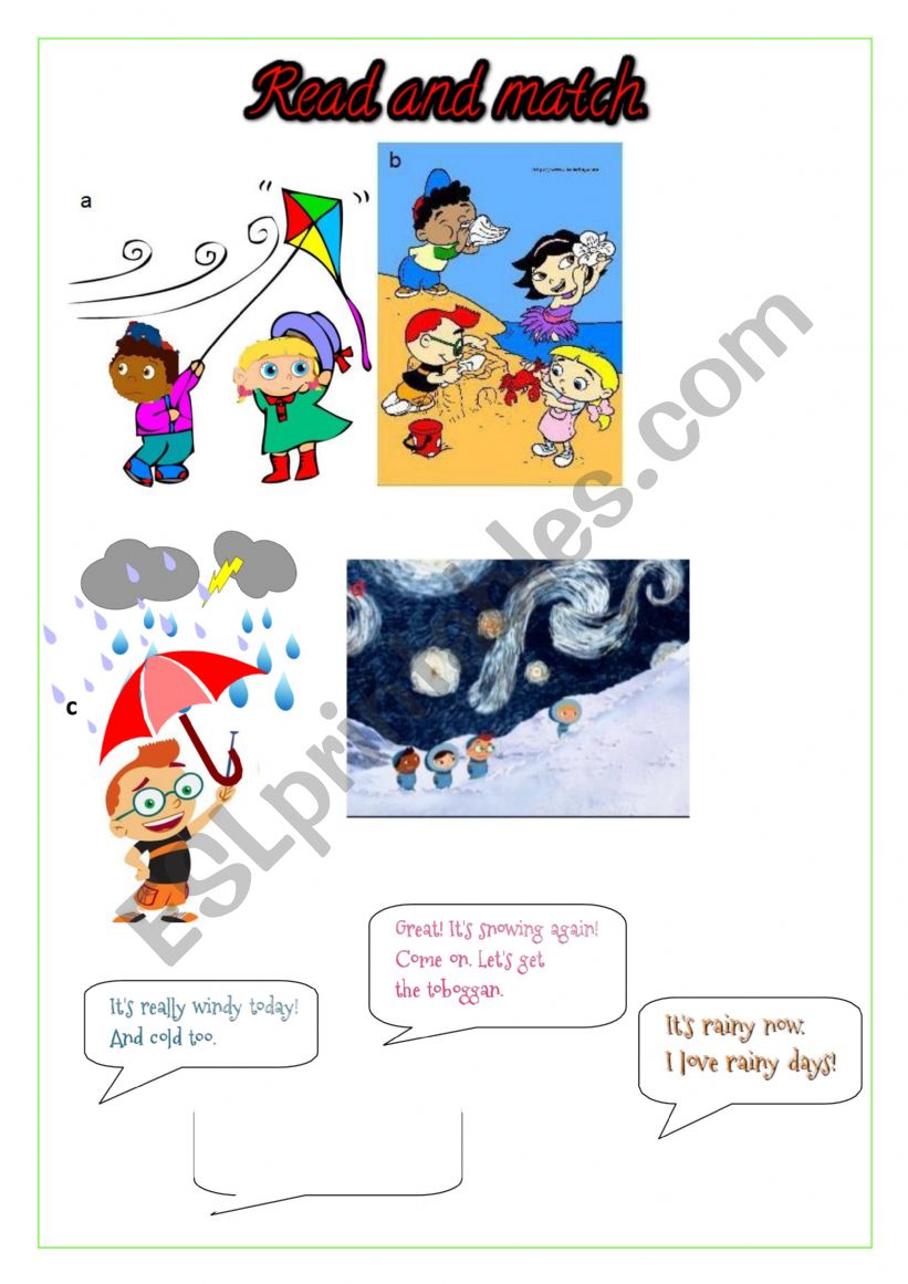 Weather. Read and match worksheet