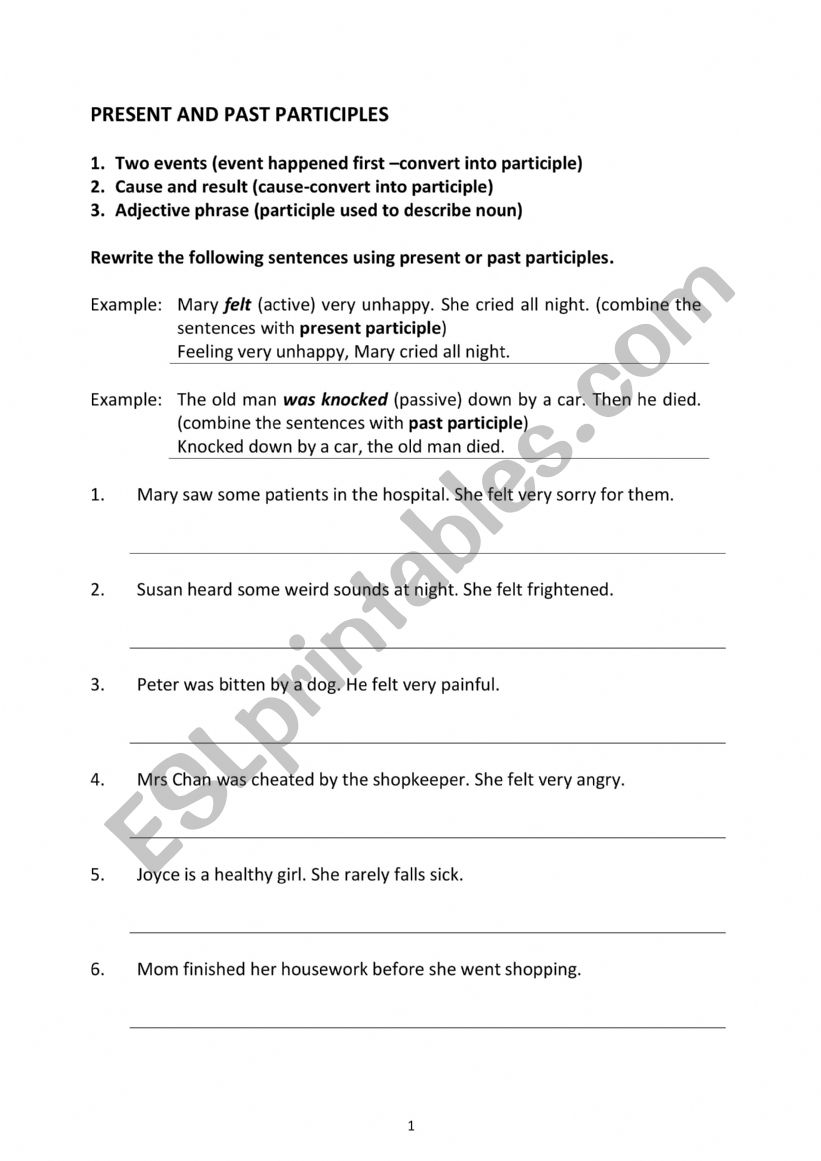 Present and Past Participles rewriting