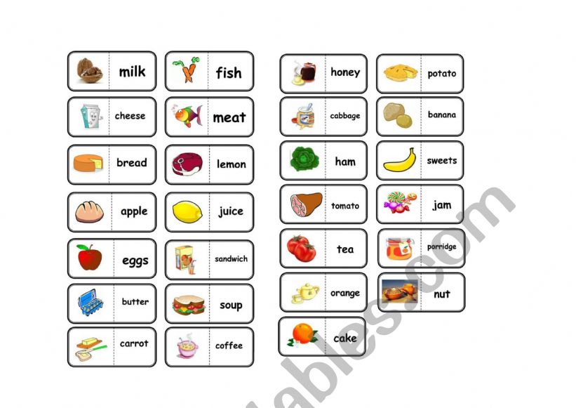 Domino Food worksheet