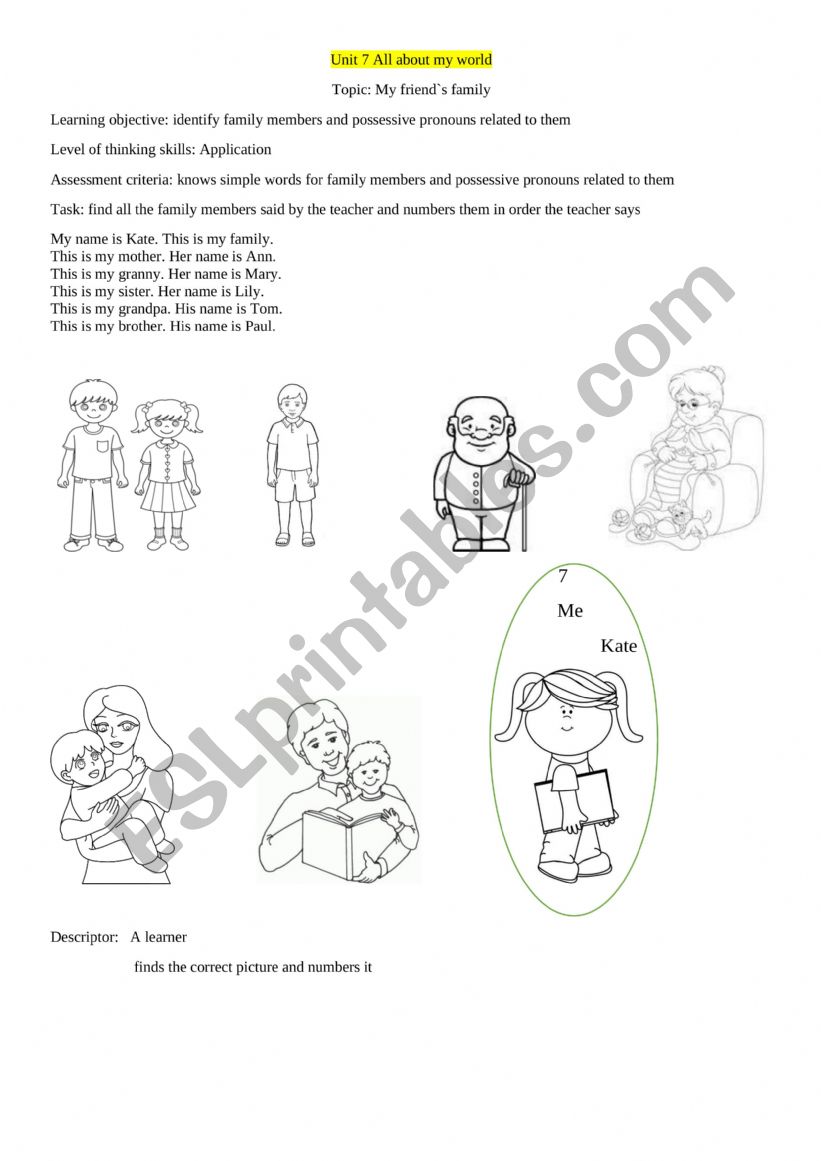 My friend`s family - ESL worksheet by ellenhele