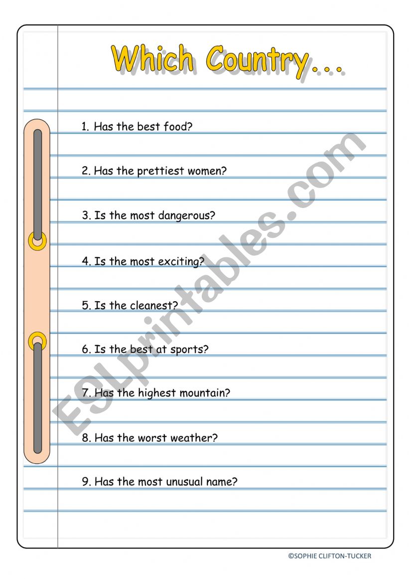 Superlative questions worksheet