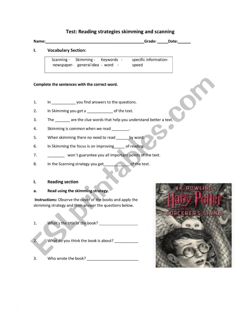 Reading strategies Skimming and scanning