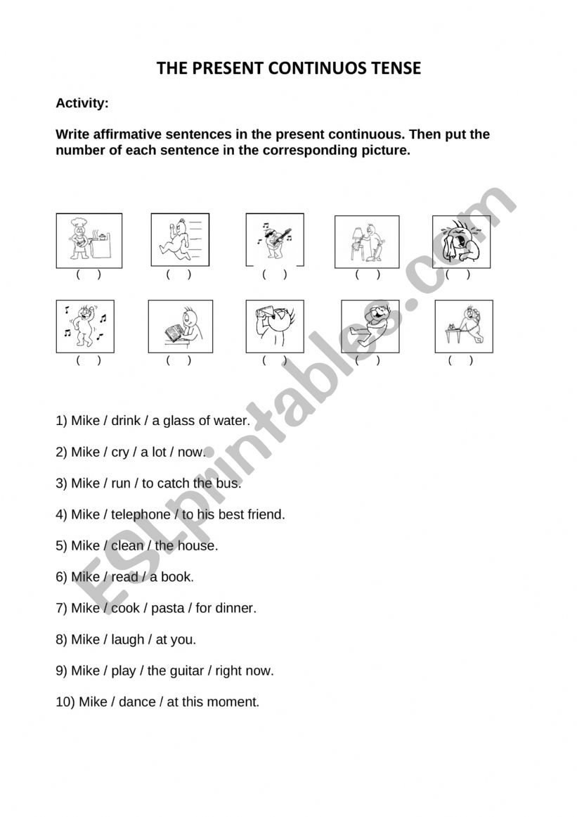 Present continuous activity worksheet