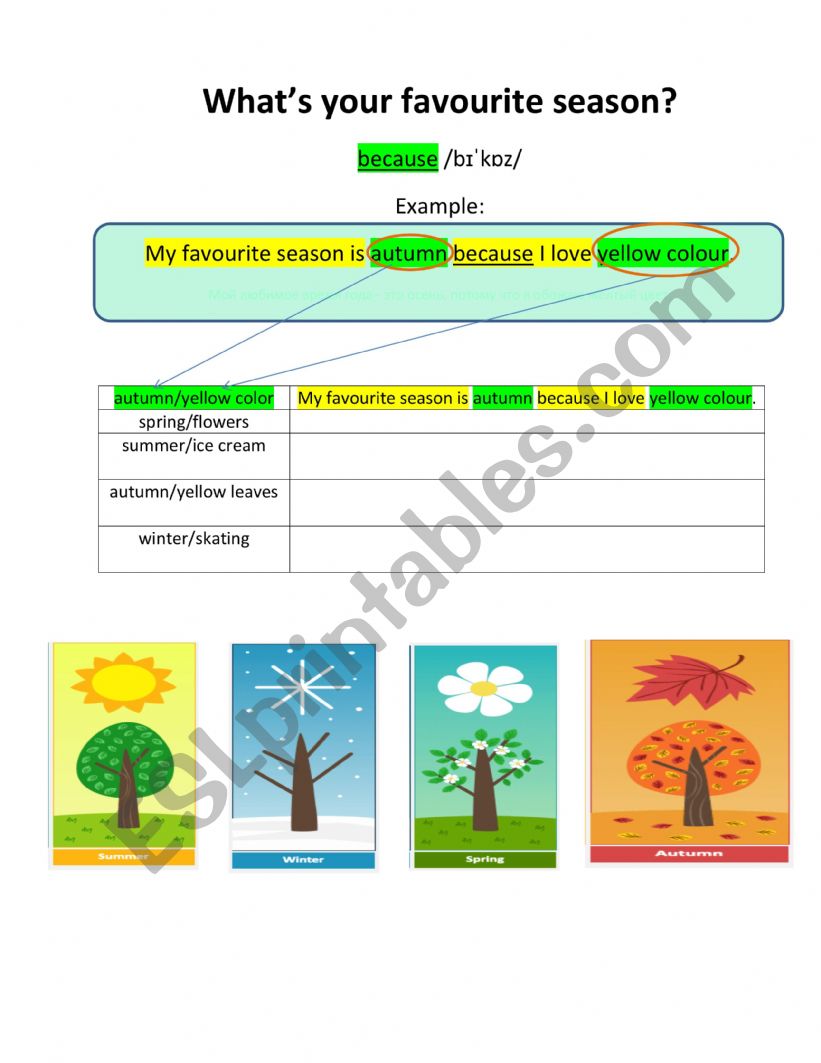 What S Your Favorite Season Esl Worksheet By Daria Ihnatova 