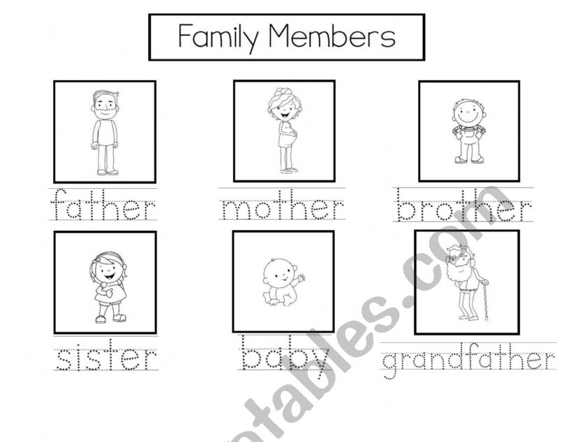 Family Members Trace Activity worksheet