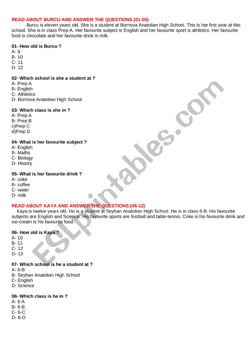 Simple Reading Texts worksheet