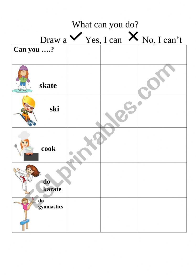 What can you do? worksheet