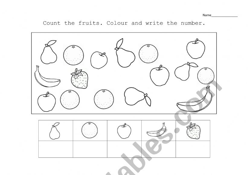 Fruit couting worksheet