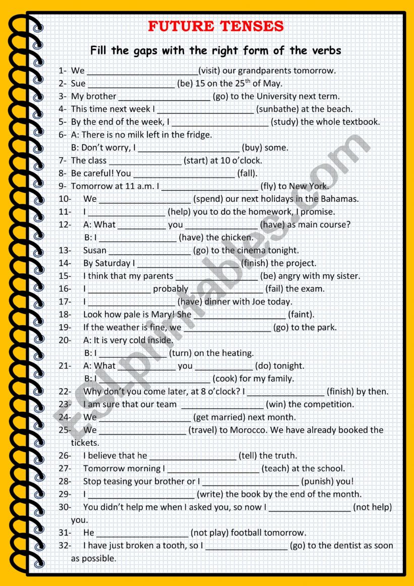 Future Tenses ESL Worksheet By Carballada2