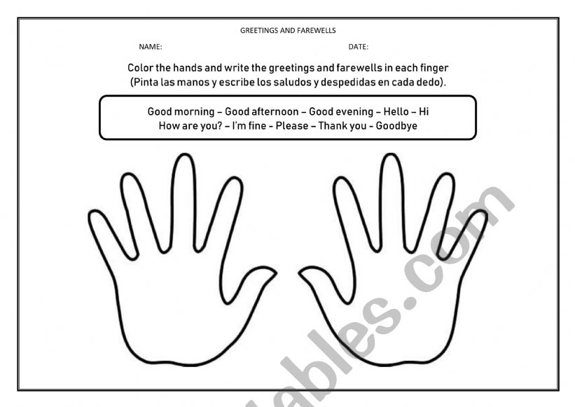 GREETINGS AND FAREWELLS worksheet