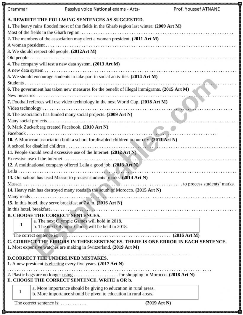 Passive voice worksheet