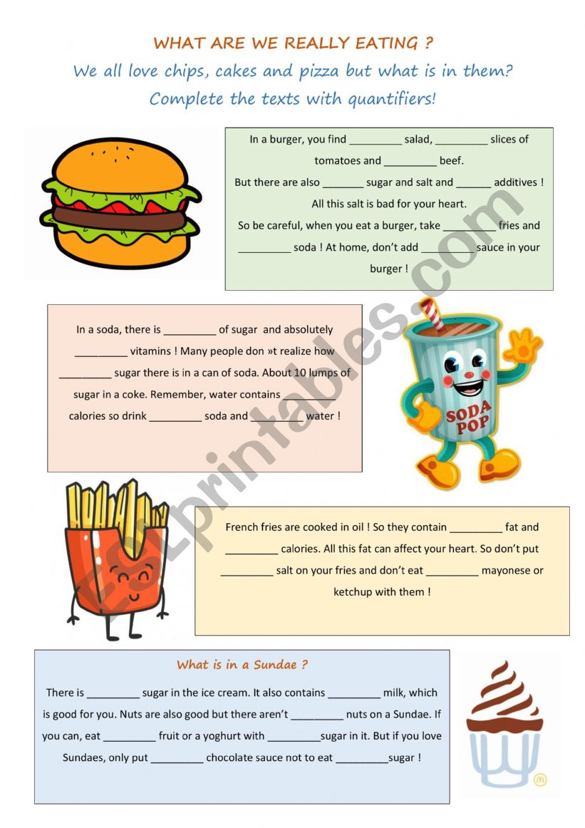 quantifiers - food worksheet
