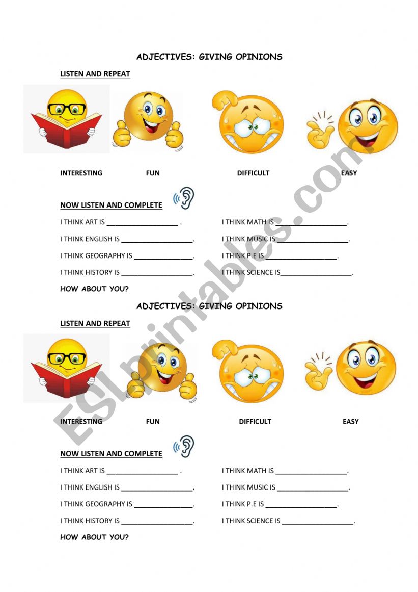 Adjectives worksheet