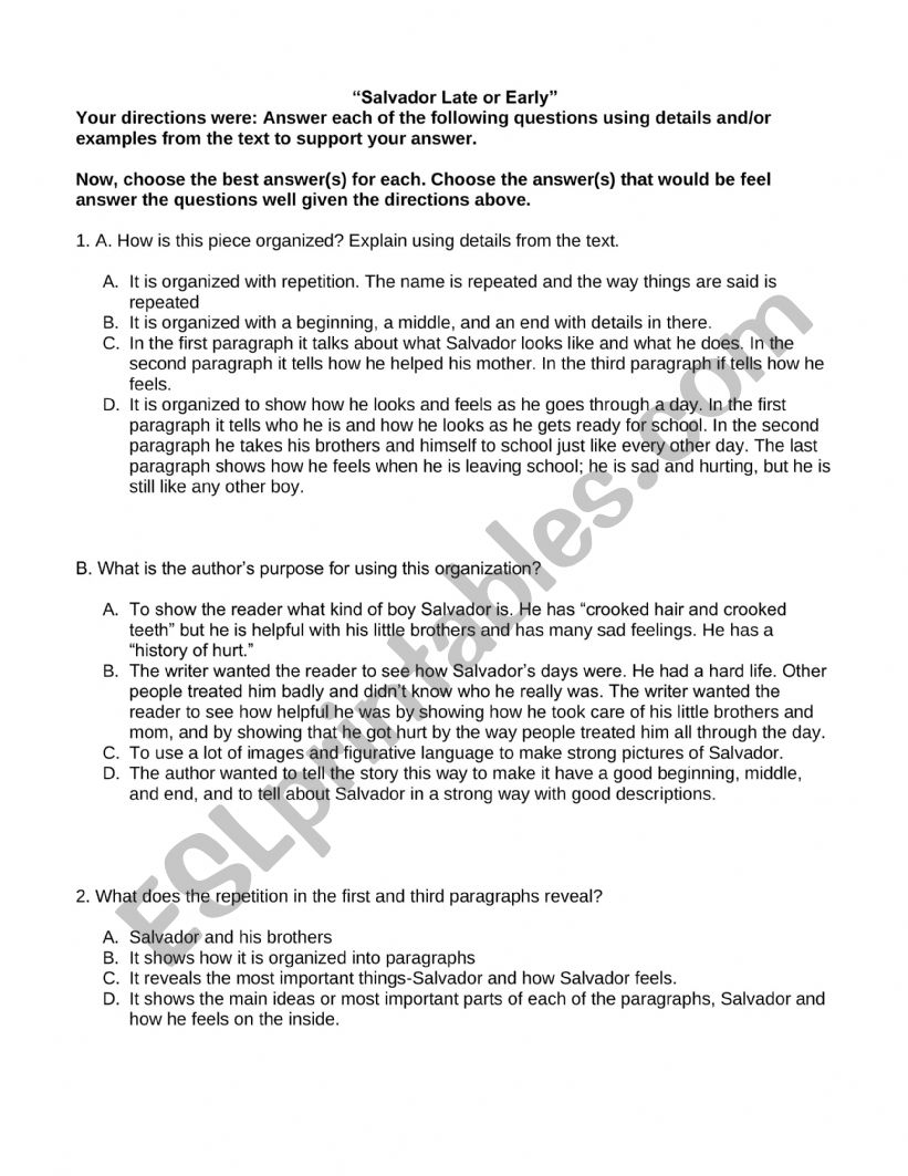 Reading Practice worksheet