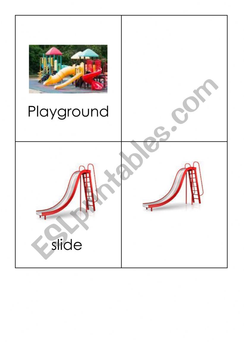 Montessori playground cards worksheet