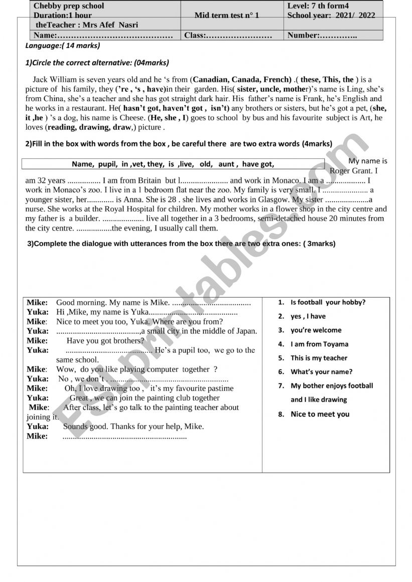 mid term test 3 worksheet