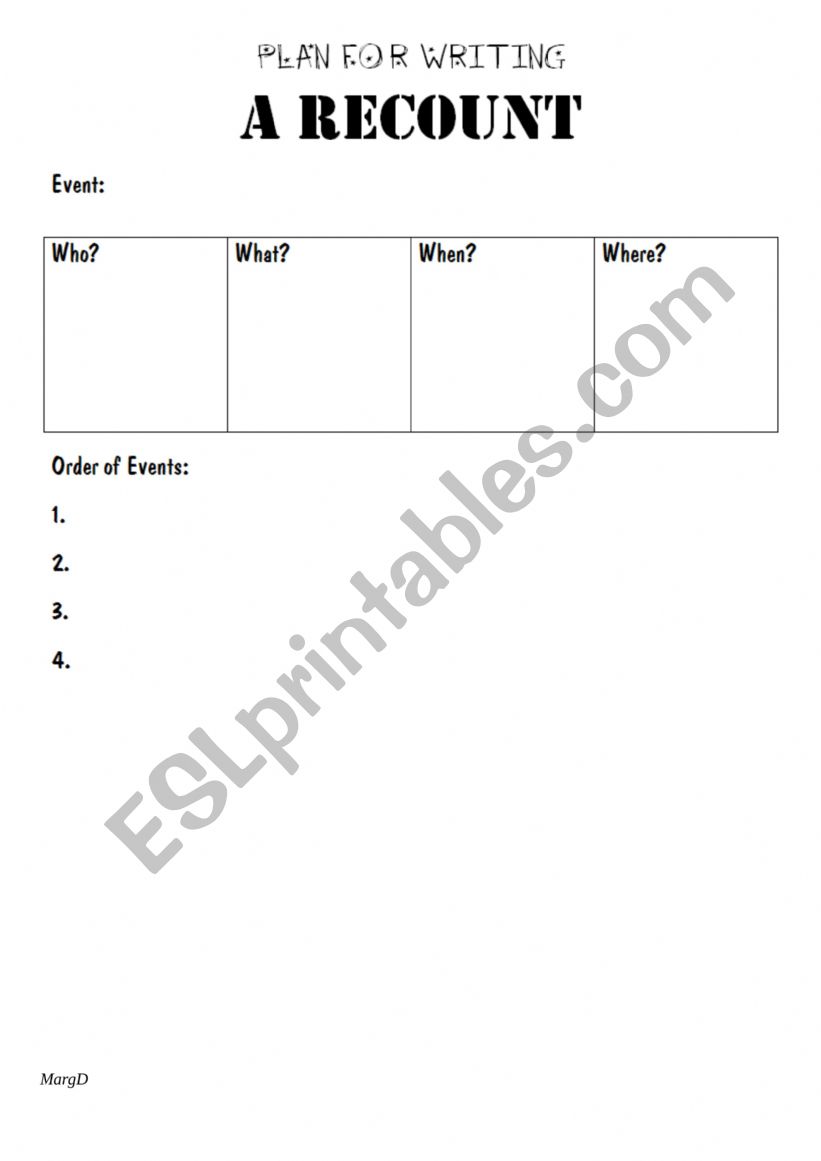 recount planner worksheet