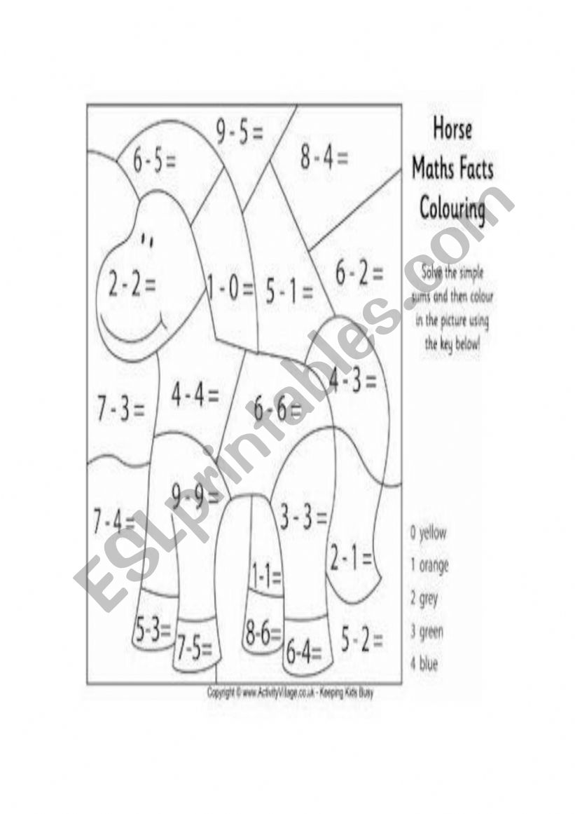 MATHS COLOURING worksheet