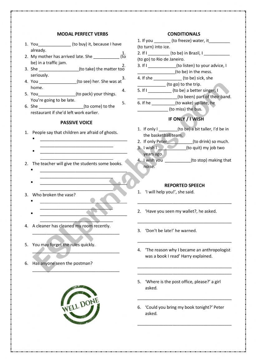 REVIEW + KEY worksheet