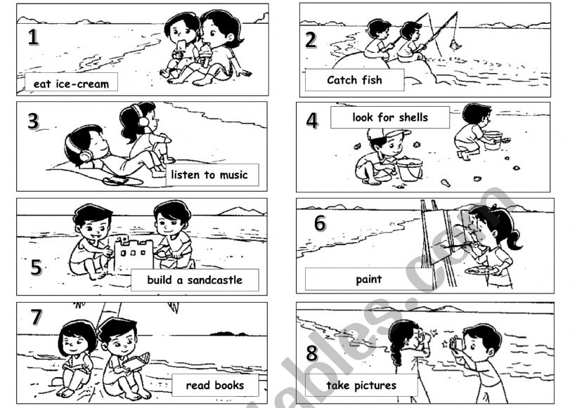 Activities at the beach worksheet