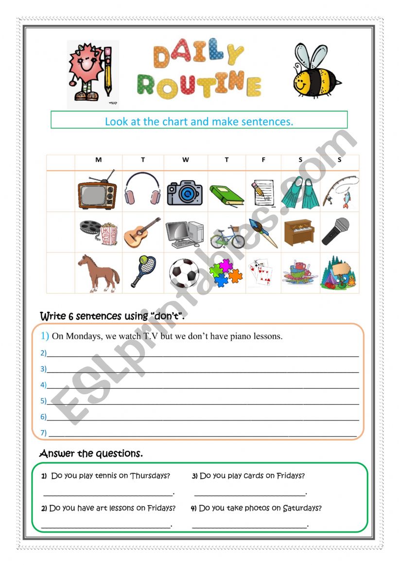 DAILY ROUTINE - EASY worksheet