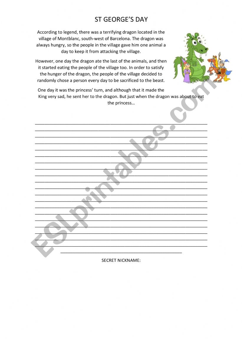 Saint George�s day worksheet