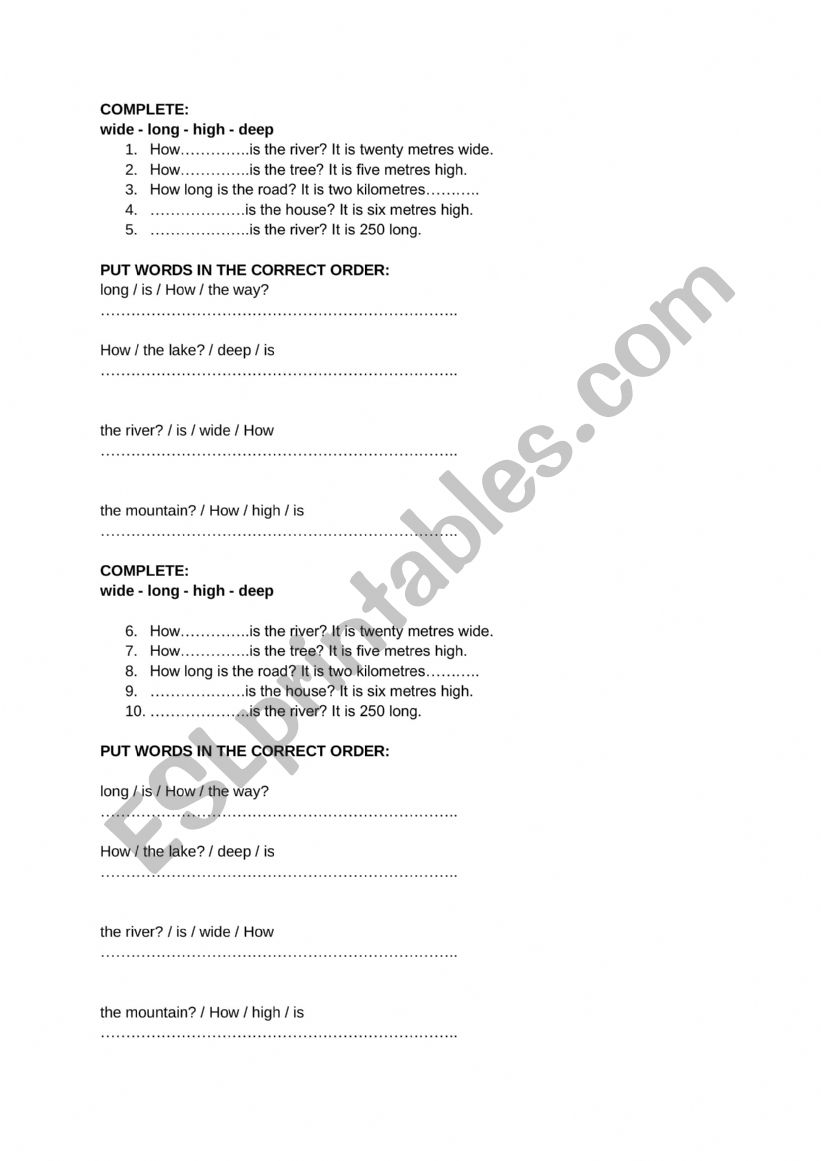 How questions worksheet