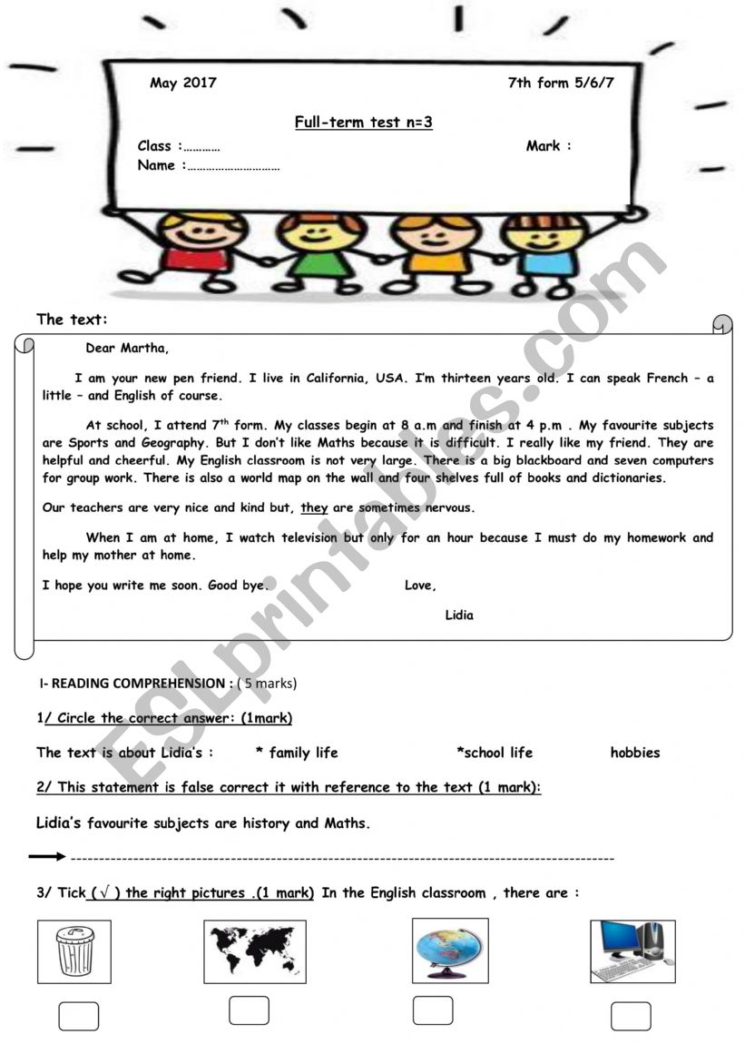 end-of-term test  worksheet