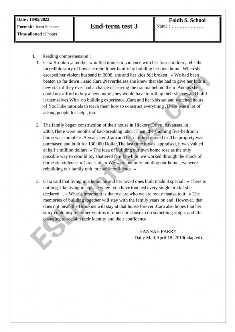 bac blan 2022 worksheet