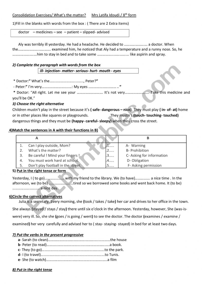 Review module 4 7th form worksheet